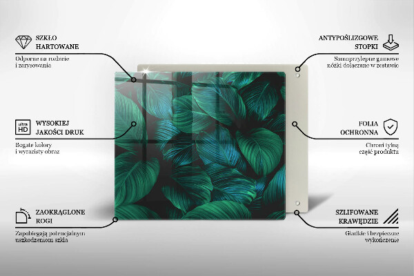 Placă sticla protectie aragaz Frunzele junglei