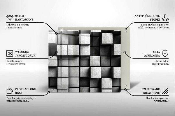 Placă protecție plita Pătrate 3d abstracte