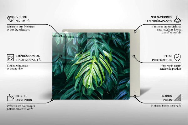 Placă protecție plita Frunze de monstera sălbatică