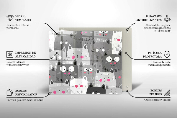 Placă sticla protectie aragaz Ilustrație de pisici