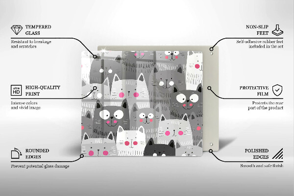 Placă sticla protectie aragaz Ilustrație de pisici