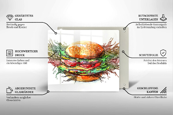 Placă protecție plita Desen de hamburger