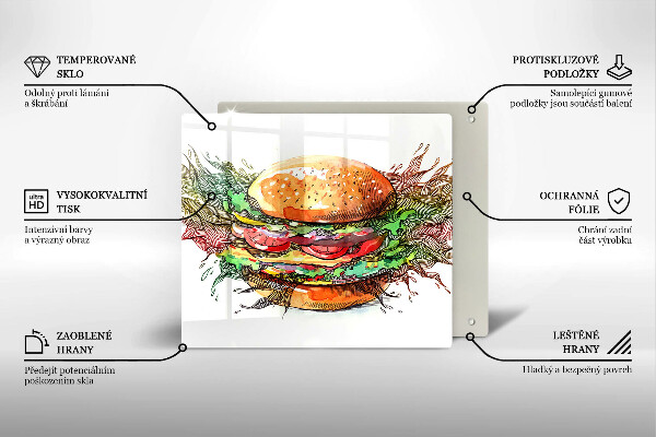 Placă protecție plita Desen de hamburger