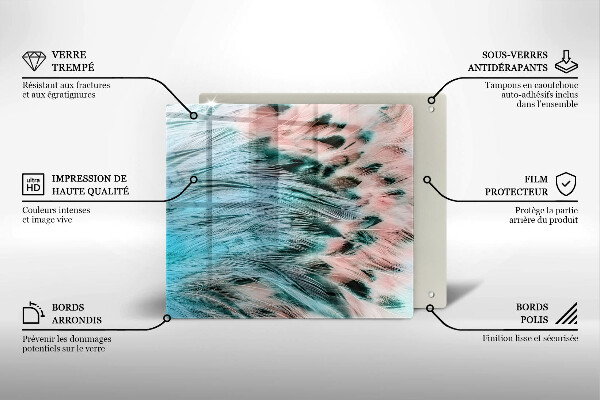 Placă protecție plita Pene de pasăre boho