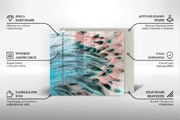 Placă protecție plita Pene de pasăre boho