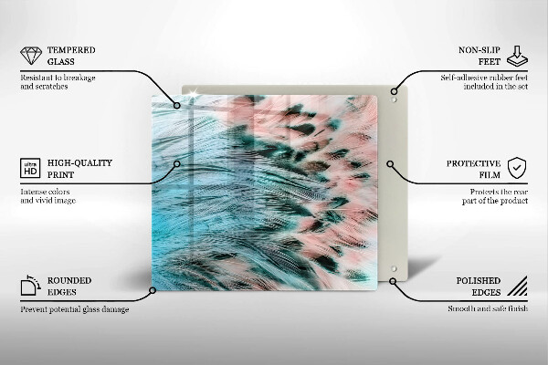 Placă protecție plita Pene de pasăre boho