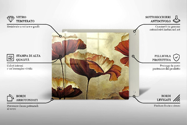 Placă protecție plita Flori boho pictate