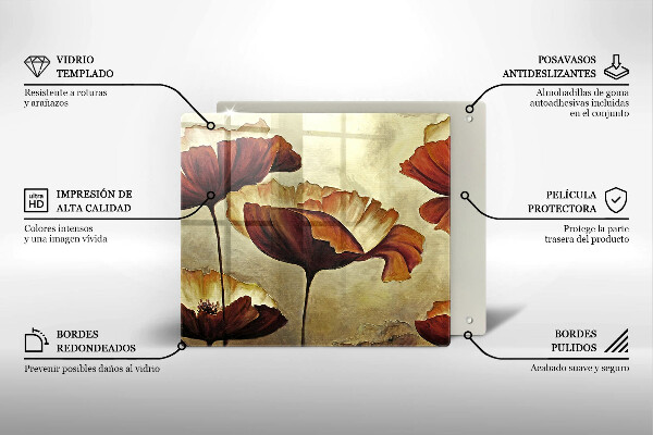 Placă protecție plita Flori boho pictate