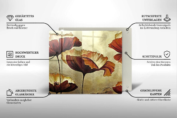 Placă protecție plita Flori boho pictate