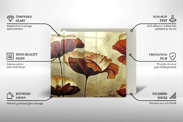 Placă protecție plita Flori boho pictate