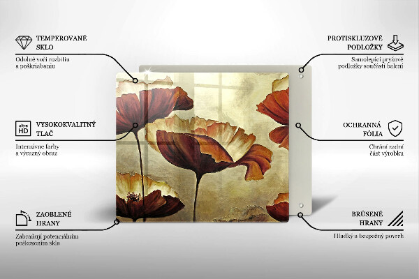 Placă protecție plita Flori boho pictate