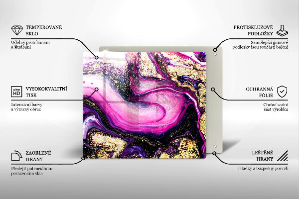 Placă sticla protectie aragaz Design abstract auriu