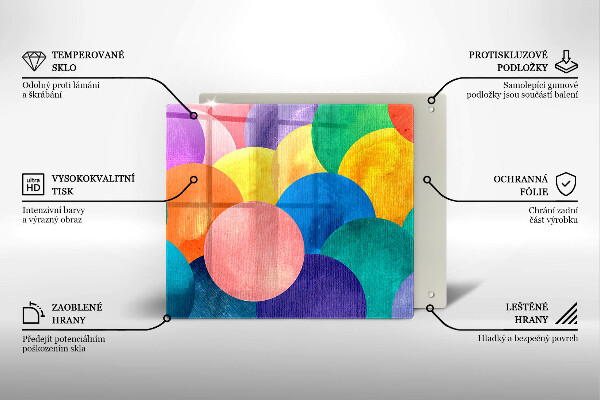 Placă sticla protectie aragaz Cercuri colorate