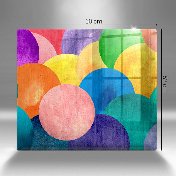 Placă sticla protectie aragaz Cercuri colorate