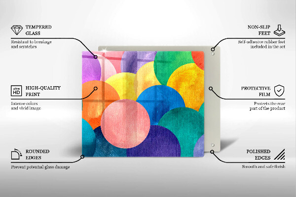 Placă sticla protectie aragaz Cercuri colorate