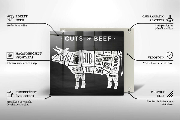 Placă sticla protectie aragaz Carne de vacă vită