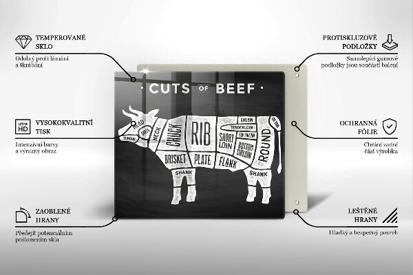Placă sticla protectie aragaz Carne de vacă vită
