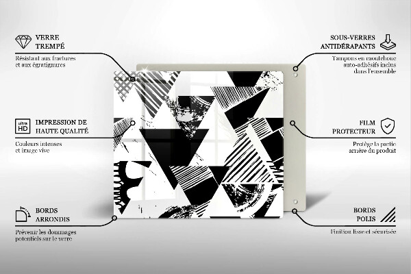 Placă sticla protectie aragaz Triunghiuri geometrice