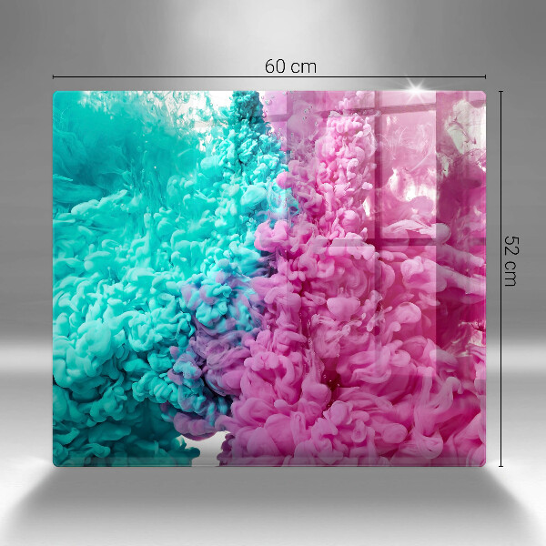 Placă sticla protectie aragaz Fum turcoaz-roz