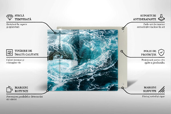 Placă sticla protectie aragaz Valuri spumoase de apă