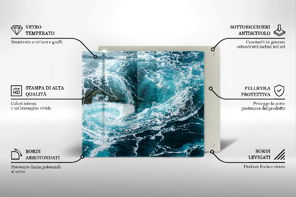 Placă sticla protectie aragaz Valuri spumoase de apă