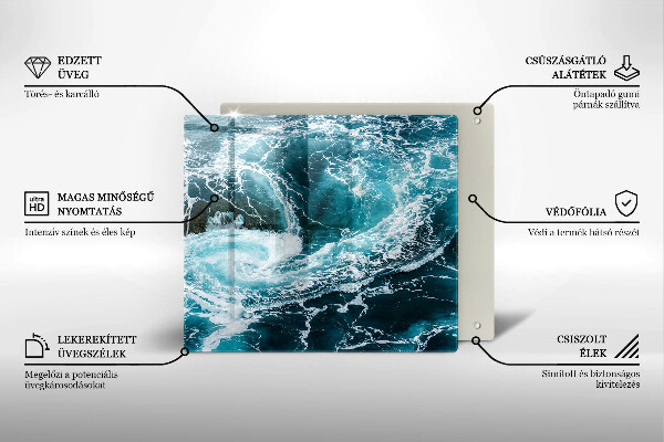 Placă sticla protectie aragaz Valuri spumoase de apă