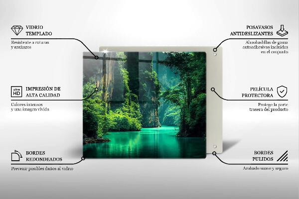 Placă sticla protectie aragaz Peisaj lagunar