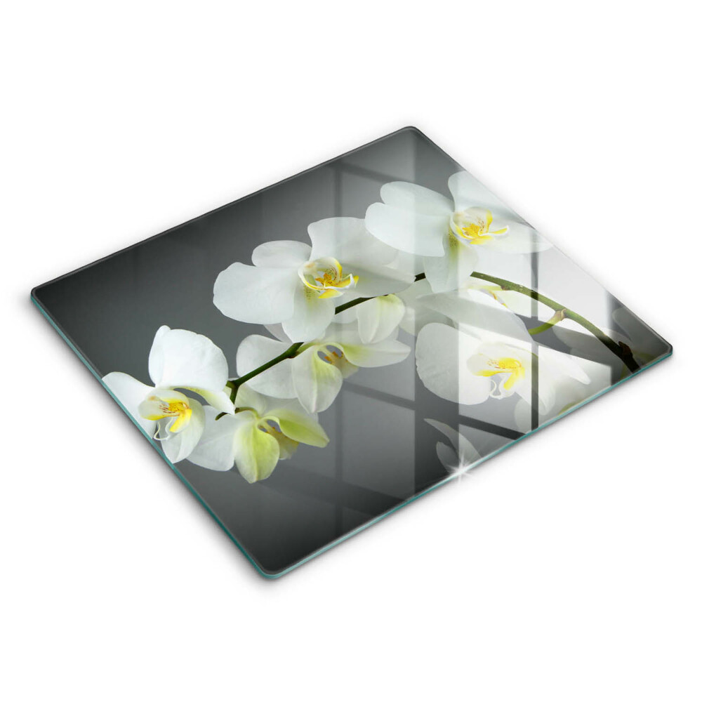 Placă protecție plita Flori albe de orhidee