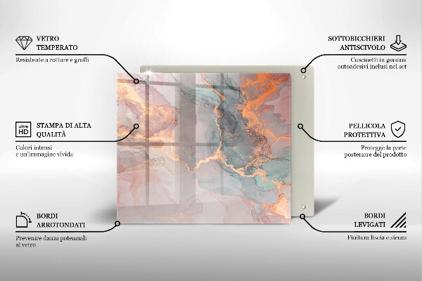Placă sticla protectie aragaz Marmură cu aur