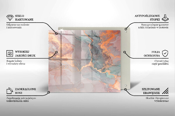 Placă sticla protectie aragaz Marmură cu aur