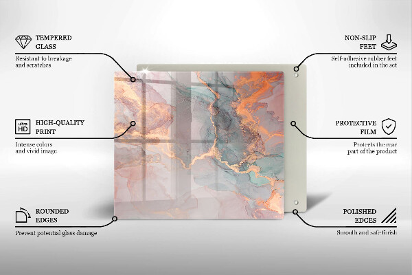 Placă sticla protectie aragaz Marmură cu aur