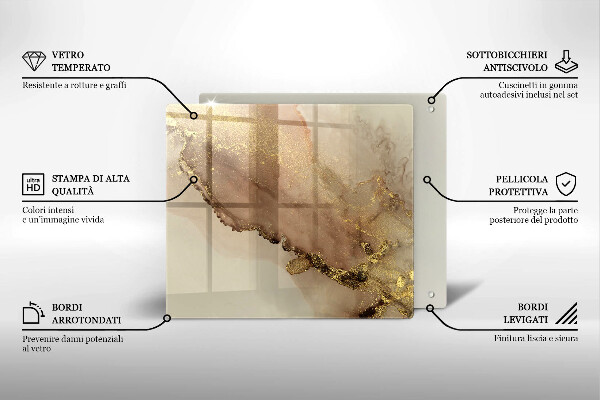 Placă sticla protectie aragaz Abstracția aurului