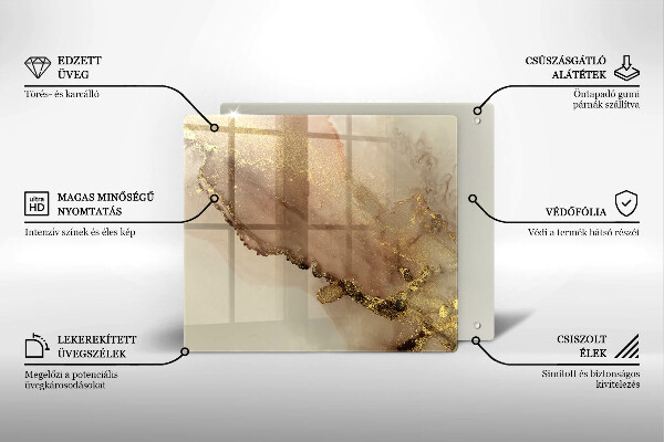 Placă sticla protectie aragaz Abstracția aurului