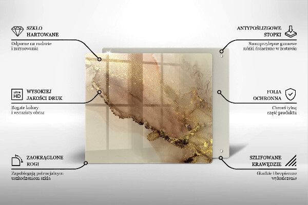 Placă sticla protectie aragaz Abstracția aurului