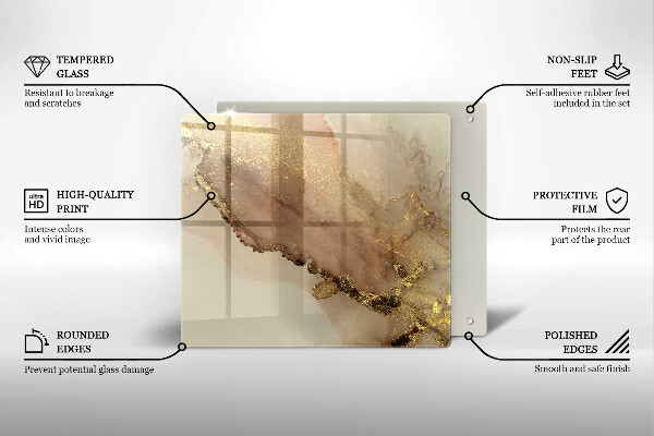 Placă sticla protectie aragaz Abstracția aurului