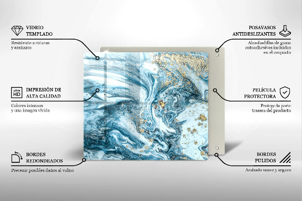 Placă sticla protectie aragaz Structură cu aur
