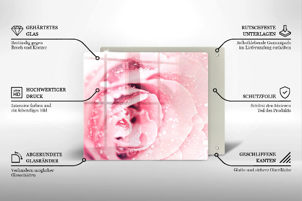 Placă sticla protectie aragaz Picături de rouă și floare de trandafir