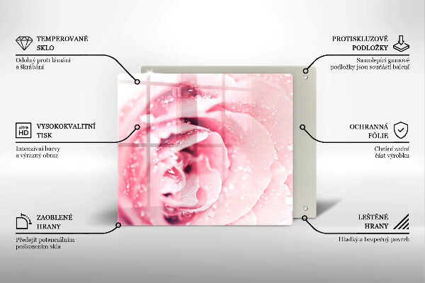 Placă sticla protectie aragaz Picături de rouă și floare de trandafir
