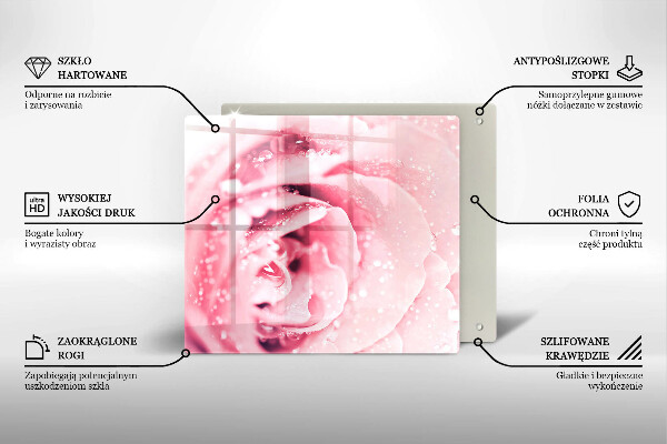 Placă sticla protectie aragaz Picături de rouă și floare de trandafir