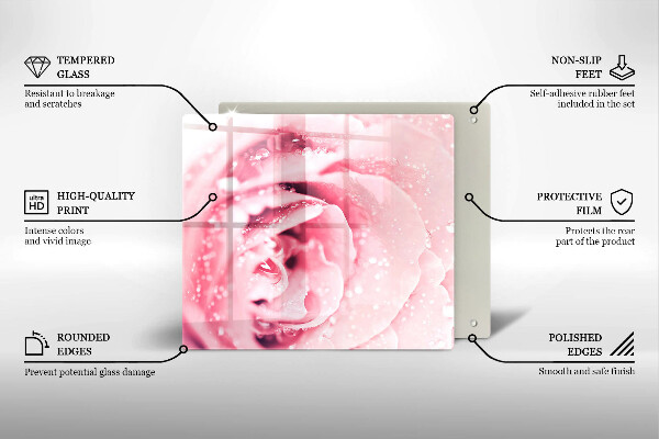 Placă sticla protectie aragaz Picături de rouă și floare de trandafir