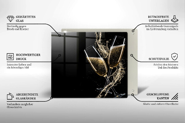 Placă sticla protectie aragaz Pahare de șampanie
