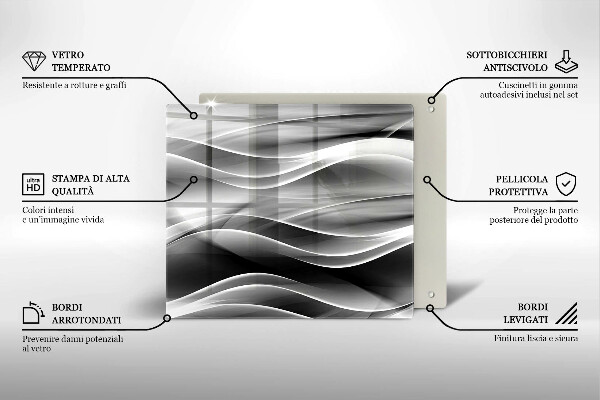 Placă sticla protectie aragaz Abstracție linii blânde