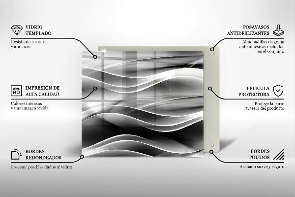 Placă sticla protectie aragaz Abstracție linii blânde