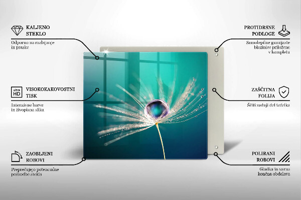 Placă sticla protectie aragaz Rouă pe o păpădie
