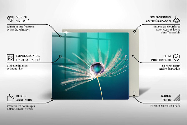 Placă sticla protectie aragaz Rouă pe o păpădie