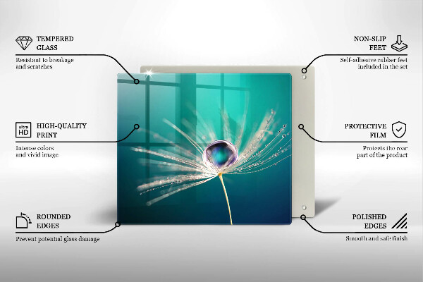 Placă sticla protectie aragaz Rouă pe o păpădie