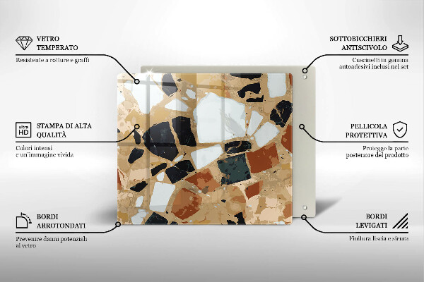 Placă sticla protectie aragaz Farfurie cu pietre decorative