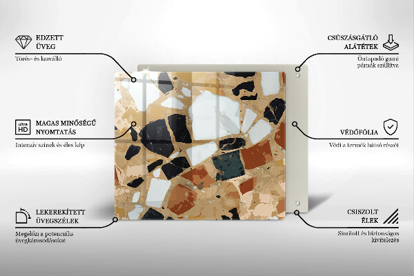 Placă sticla protectie aragaz Farfurie cu pietre decorative