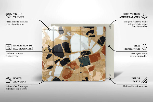 Placă sticla protectie aragaz Farfurie cu pietre decorative