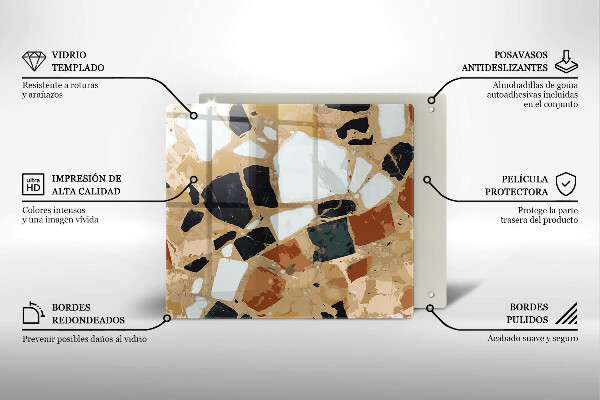 Placă sticla protectie aragaz Farfurie cu pietre decorative